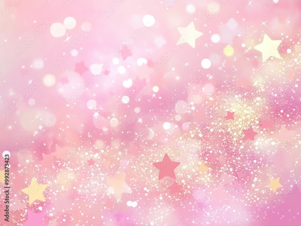 Pastel pink sky background with cute glitter wallpaper featuring stars Dreamy fantasy princess backdrop with bokeh effect in a 2D cartoon style illustration Pastel pink sky background with cute glitter wallpaper featuring stars Dreamy fantasy princess backdrop with bokeh effect in a 2D cartoon style illustration