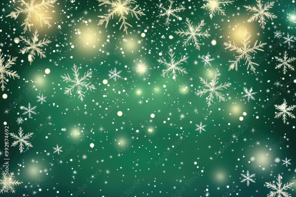 Charming winter holiday backdrop featuring delicate snowflakes and stars on a festive green background Elegant snowfall overlay template in a square 2D cartoon style Charming winter holiday backdrop featuring delicate snowflakes and stars on a festive green background Elegant snowfall overlay template in a square 2D cartoon style