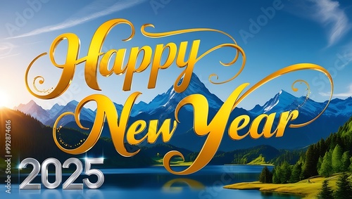 Celebrate the arrival of 2025 with a stunning Happy New Year 2025 image set against a breathtaking view. The words “Happy New Year 2025” are beautifully written in a natural or urban landscape