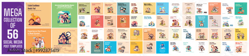 Mega collection of 56 social media post design template. Used for property agent advertising