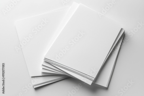 Blank A4 Stacked Paper Mockup isolated created with Generative AI