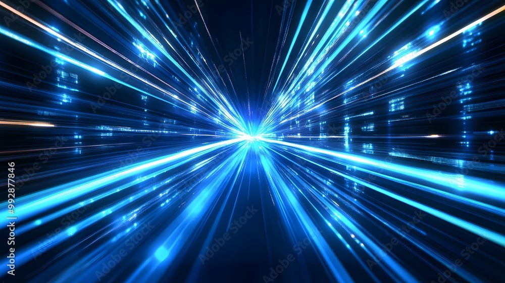 Vector Abstract, science, futuristic, energy technology concept. Digital image of light rays, stripes lines with blue light, speed and motion blur over dark blue background. Vector Abstract, science, futuristic, energy technology concept. Digital image of light rays, stripes lines with blue light, speed and motion blur over dark blue background.