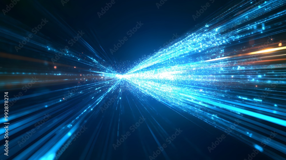 Vector Abstract, science, futuristic, energy technology concept. Digital image of light rays, stripes lines with blue light, speed and motion blur over dark blue background. Vector Abstract, science, futuristic, energy technology concept. Digital image of light rays, stripes lines with blue light, speed and motion blur over dark blue background.