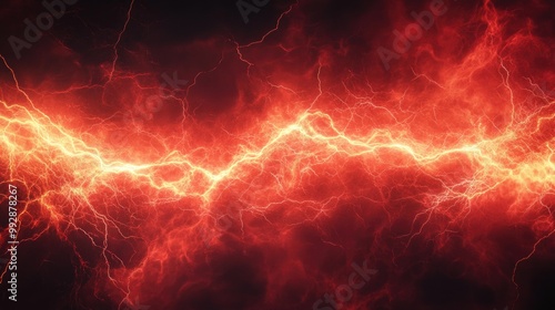 Abstract concept of red lightning representing energy and power