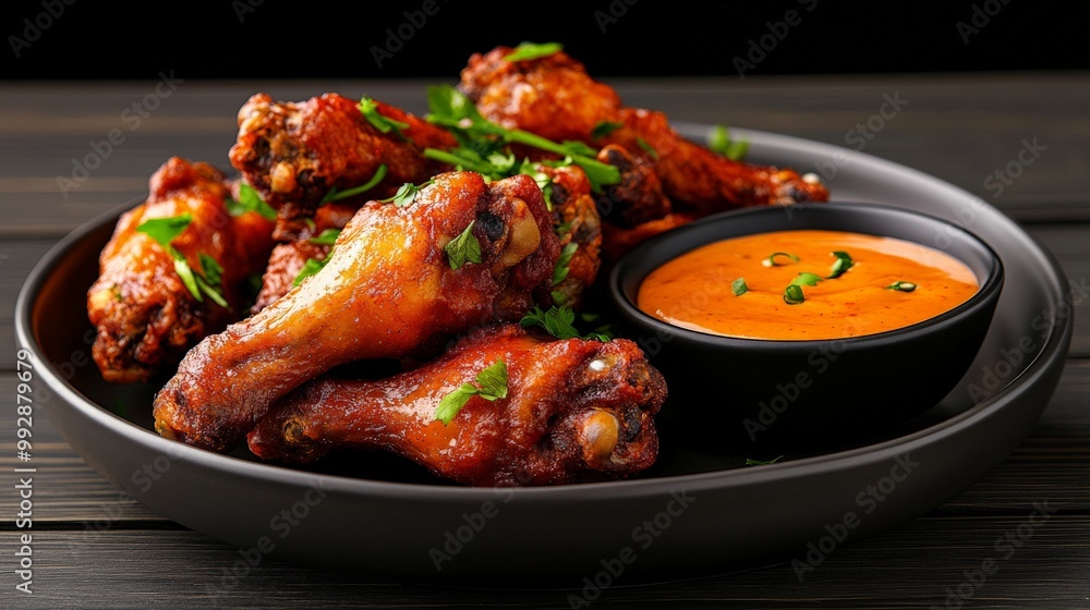 Spicy Chicken Wings with Creamy Dipping Sauce Spicy Chicken Wings with Creamy Dipping Sauce