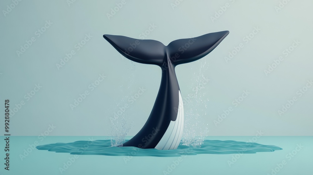 A stylized whale tail emerging from water, creating a serene and artistic ocean scene. A stylized whale tail emerging from water, creating a serene and artistic ocean scene.