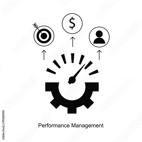 Vector icon for performance management solutions, tracking employee goals, and enhancing business productivity.