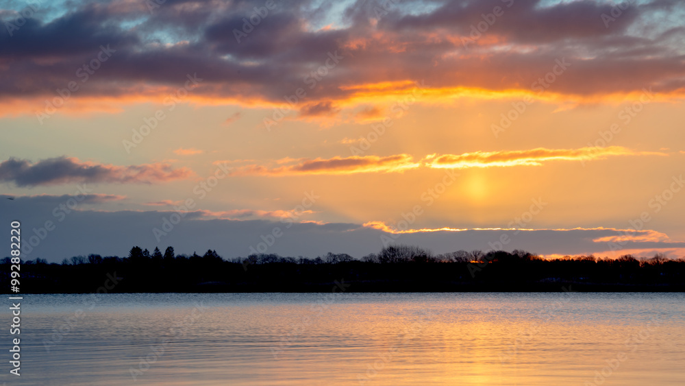 sunrise over the lake, golden hour, golden light, complementary colors, reflections on the water, sun disk, frosty morning, sky, water, sunrise, clouds, landscape, lake, horizon, sun projection sunrise over the lake, golden hour, golden light, complementary colors, reflections on the water, sun disk, frosty morning, sky, water, sunrise, clouds, landscape, lake, horizon, sun projection
