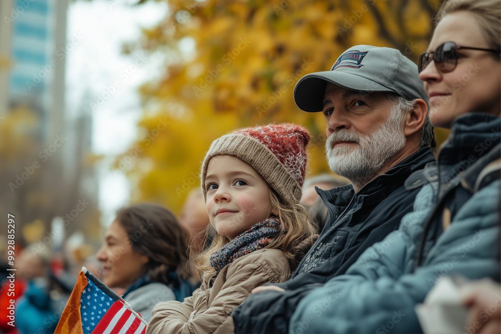 A cute child stands next to her grandfather at a peace rally in the USA. Autumn demonstration regarding presidential elections. A cute child stands next to her grandfather at a peace rally in the USA. Autumn demonstration regarding presidential elections.