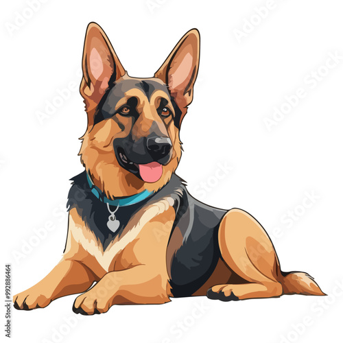 German shepherd beautiful dog, vector illustration