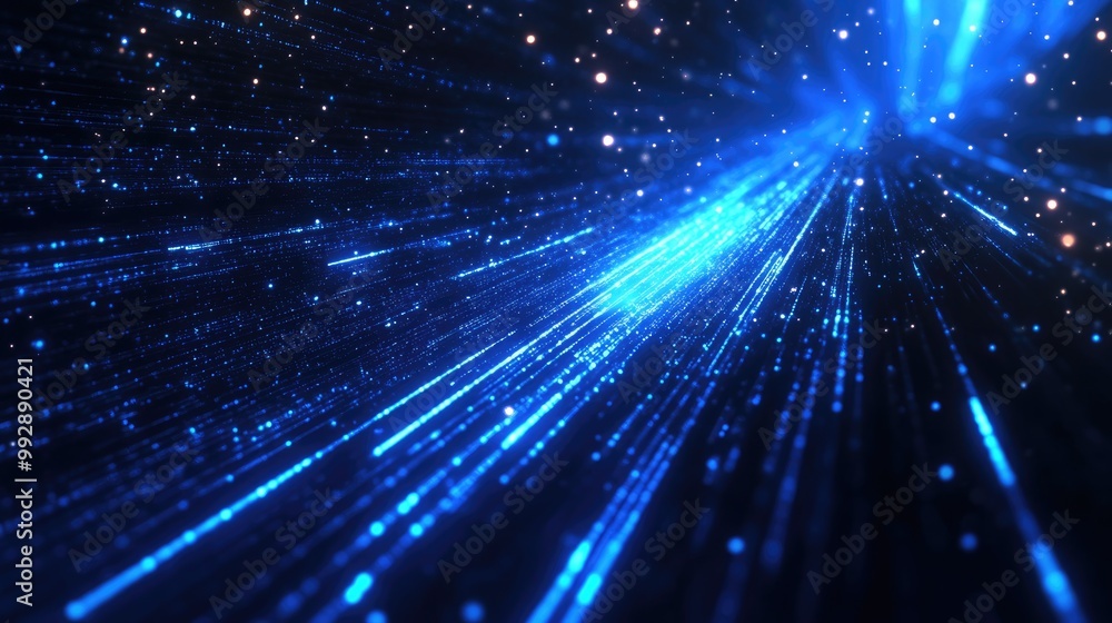 Abstract dark blue technology backdrop featuring a surface of lines and dot particles Futuristic background representing digital innovation Abstract dark blue technology backdrop featuring a surface of lines and dot particles Futuristic background representing digital innovation