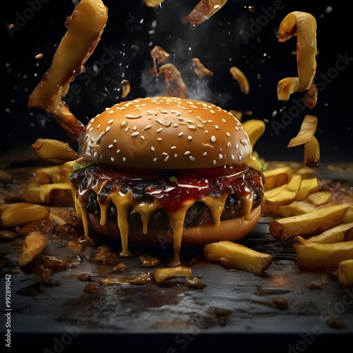 hamburger on a white