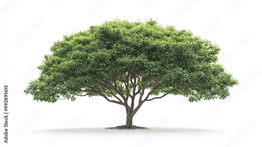 Isolated front view of a camphor tree on a white background Isolated front view of a camphor tree on a white background