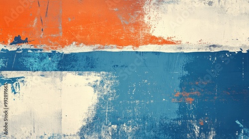 Retro grunge collage background featuring shades of blue orange and white