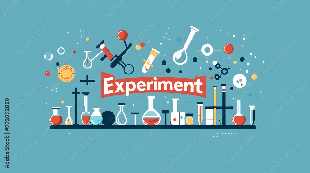 Naklejka premium Science experiment with beakers, flasks, and test tubes
