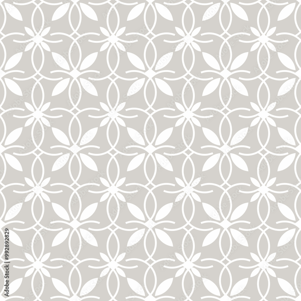 Simple seamless geometric pattern. White ornament on a light gray background. Simple seamless geometric pattern. White ornament on a light gray background.
