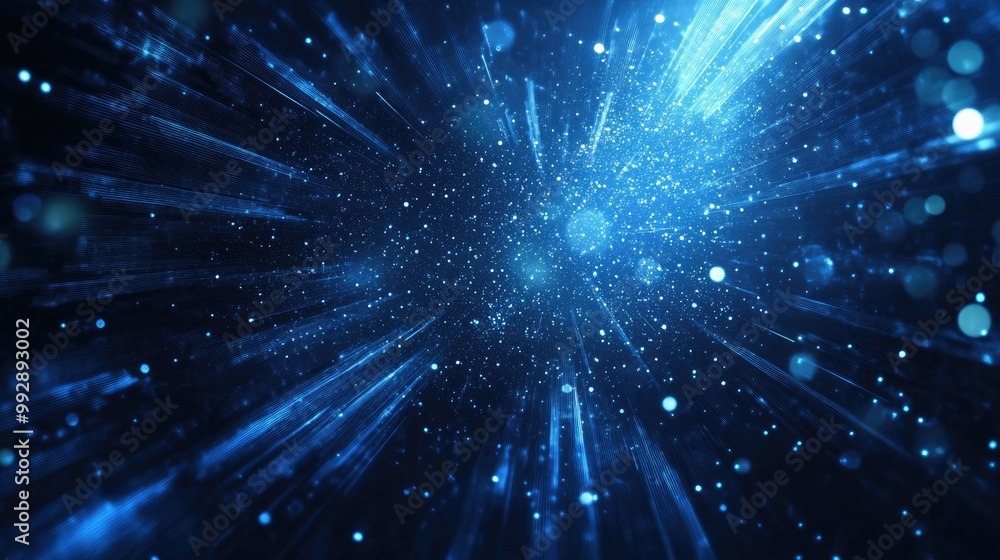 Abstract dark blue technology backdrop featuring a surface of lines and dot particles Futuristic background representing digital innovation Abstract dark blue technology backdrop featuring a surface of lines and dot particles Futuristic background representing digital innovation