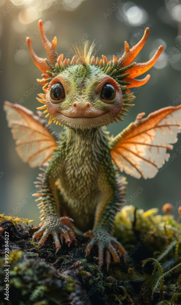 A small, friendly dragon with big eyes and a gentle smile. AI. A small, friendly dragon with big eyes and a gentle smile. AI.