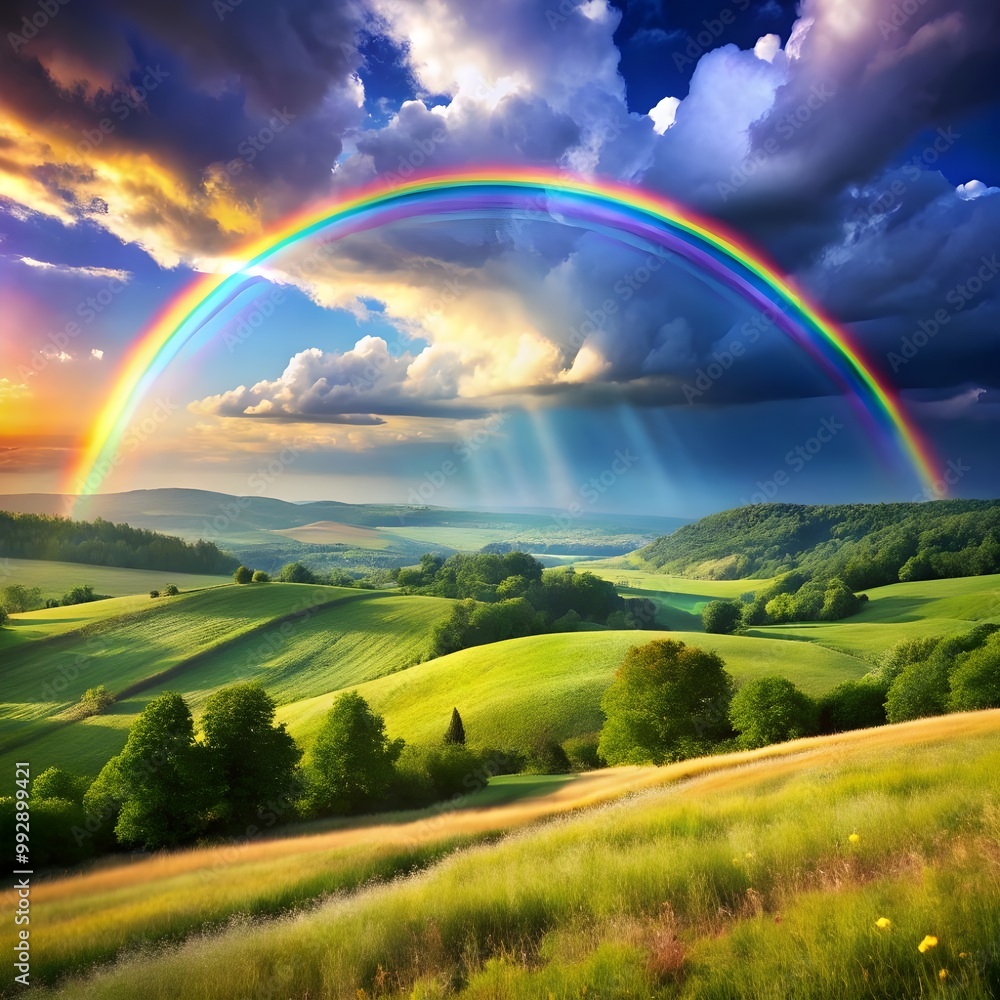 Obraz premium rainbow over field