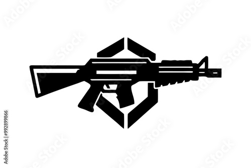 A modern war weapons gun icon silhouette vector on white background.