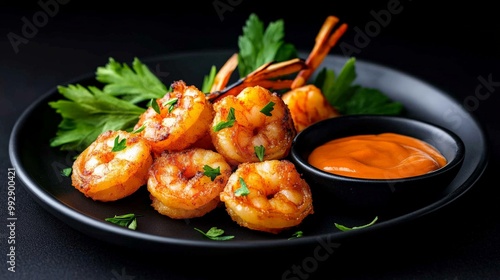 Delicious Grilled Shrimp Skewers with Spicy Sauce 