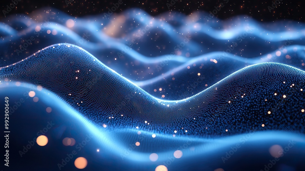 A vector design of particles, lines, and mesh, illustrating abstract technology in a digital banner format. A vector design of particles, lines, and mesh, illustrating abstract technology in a digital banner format.