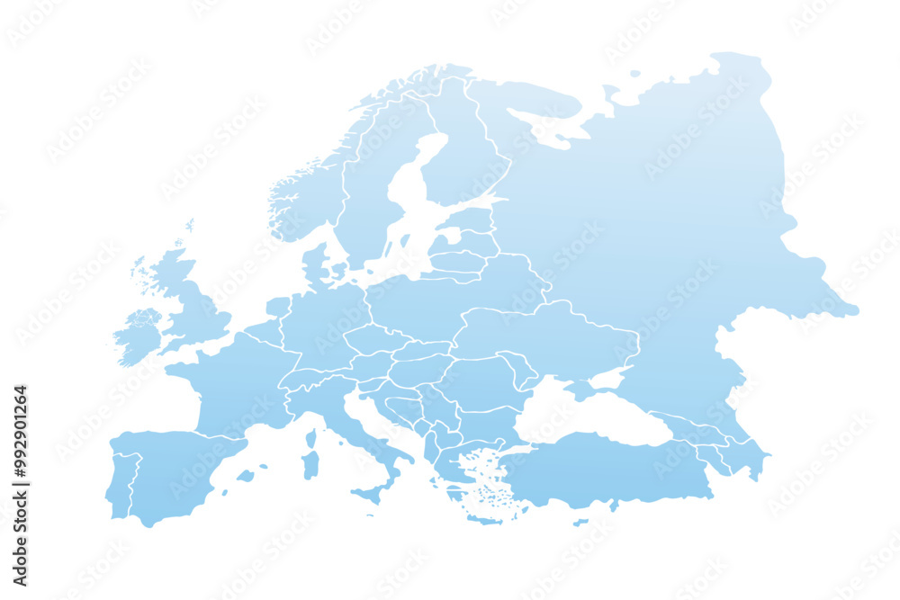 Detailed vector map of the Europe on white background for website, application, printing, document, poster design, etc. vector EPS10 Detailed vector map of the Europe on white background for website, application, printing, document, poster design, etc. vector EPS10