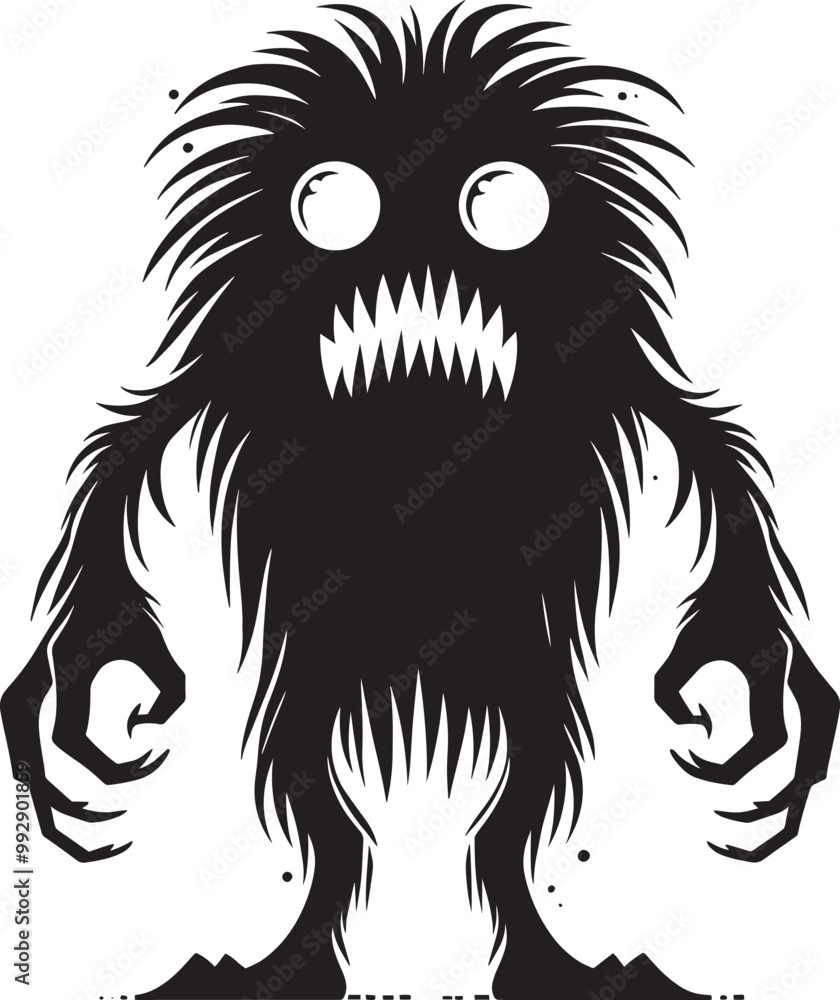 Obraz premium Scary Monster silhouette vector illustration isolated on a white background