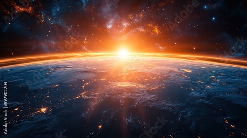 A view of Earth from space symbolizes the vastness and interconnectedness of our global network through technology.