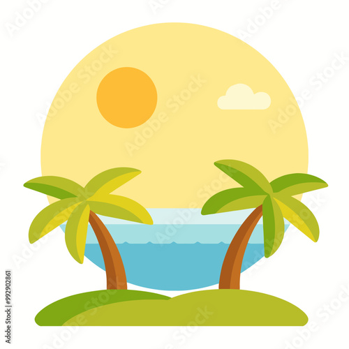 Tranquil beach scene, tropical paradise