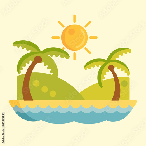 Island on a sunny day, tropical paradise