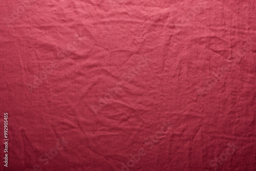 stonewashed linen fabric in dark pink color photo