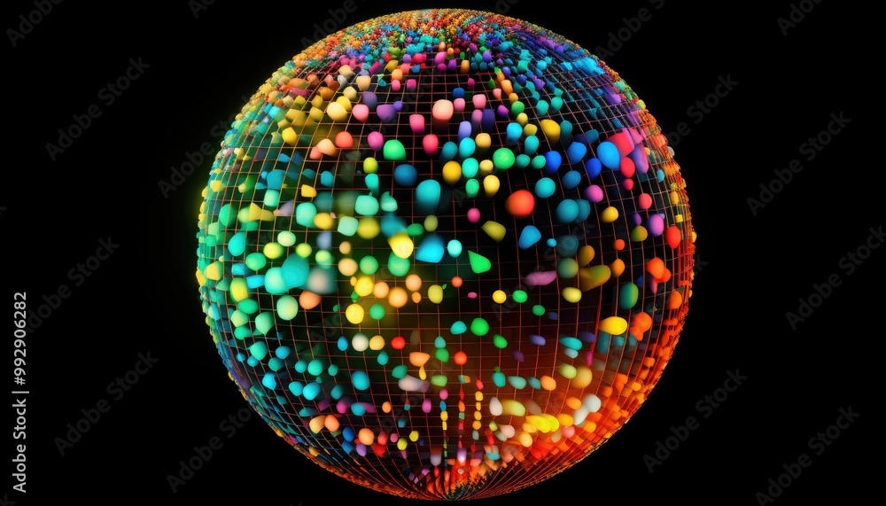 Dots colorful globe, abstract graphics. Image with clipping path Dots colorful globe, abstract graphics. Image with clipping path