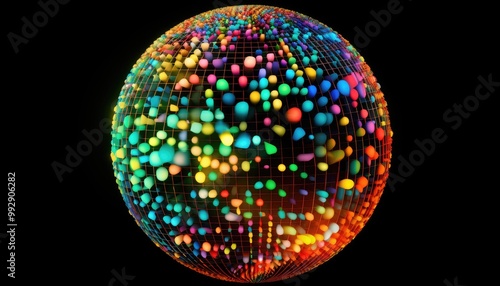 Dots colorful globe, abstract graphics. Image with clipping path