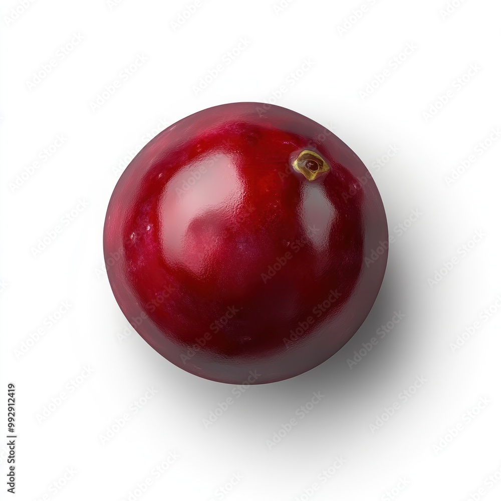 A single, glossy red plum displayed against a white background. A single, glossy red plum displayed against a white background.