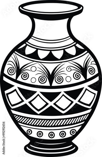 Line art Ceramic vase on the wall silhouette vector icon, illustration on white background.