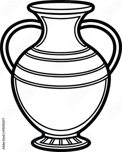 Line art Ceramic vase on the wall silhouette vector icon, illustration on white background. photo