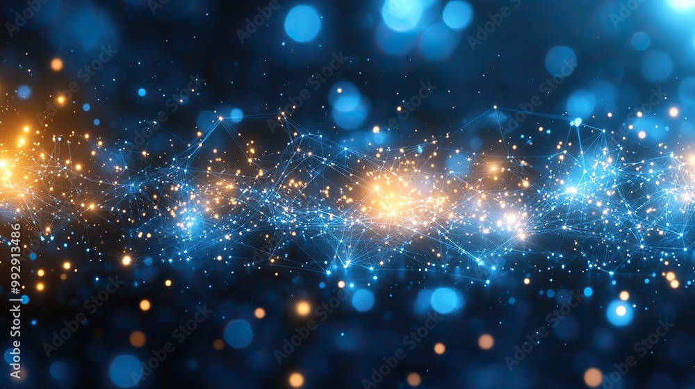 Fototapeta premium An abstract background featuring connected dots and gradient lines, ideal for illustrating network and technology themes.
