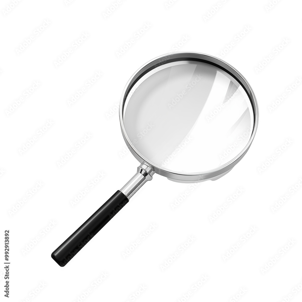 Classic Magnifying Glass With Black Handle Isolated On White Background Classic Magnifying Glass With Black Handle Isolated On White Background