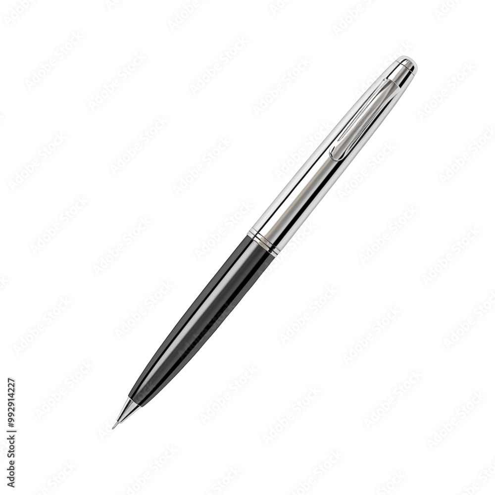 Black And Silver Fountain Pen Isolated On White Background Black And Silver Fountain Pen Isolated On White Background