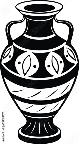 Line art Ceramic vase on the wall silhouette vector icon, illustration on white background.