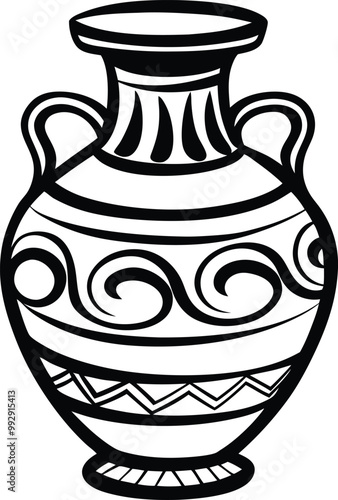 Line art Ceramic vase on the wall silhouette vector icon, illustration on white background.