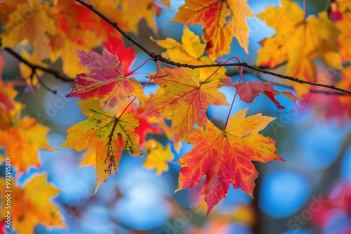 October Leaves. Colorful Background of Fall Leaves in Yellow, Orange, and Red