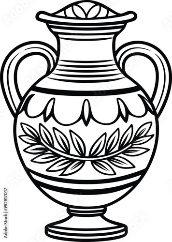 Line art Ceramic vase on the wall silhouette vector icon, illustration on white background. photo