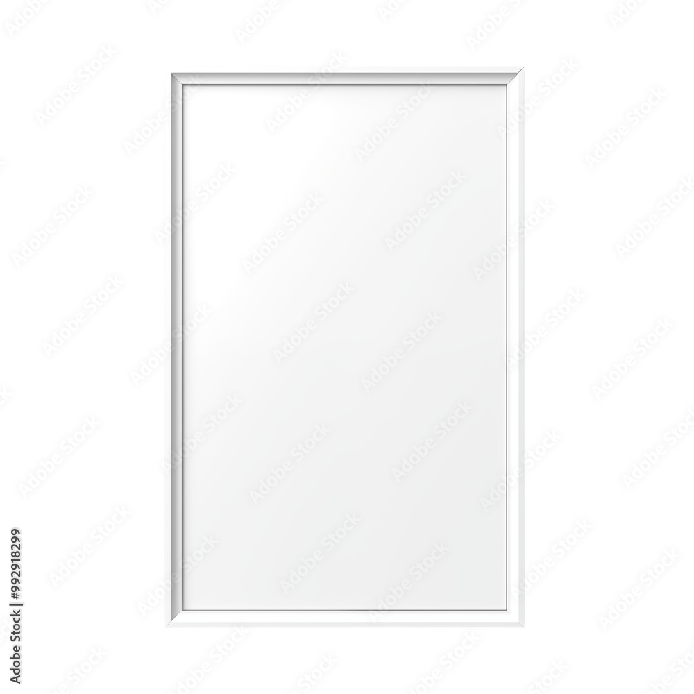 Minimalist White Framed Poster Isolated On Light Gray Wall Minimalist White Framed Poster Isolated On Light Gray Wall