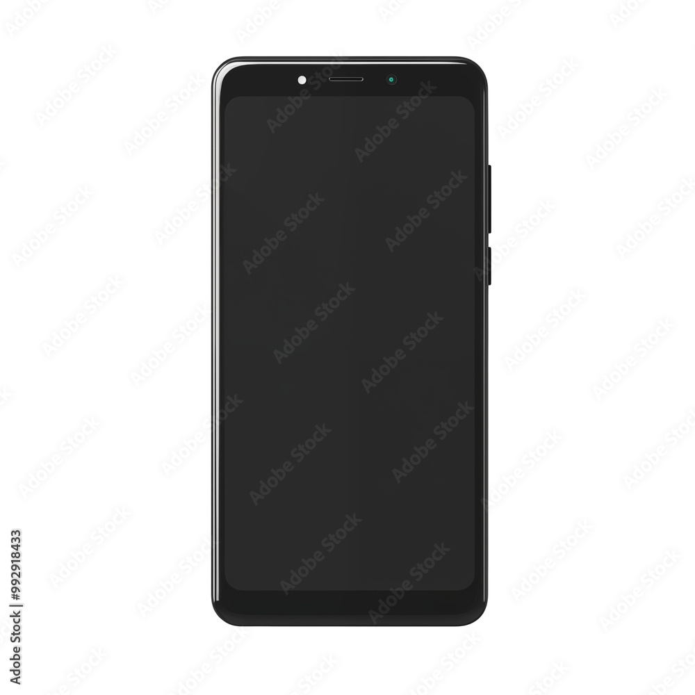 Sleek Black Smartphone With Dark Screen Isolated On White Background Sleek Black Smartphone With Dark Screen Isolated On White Background