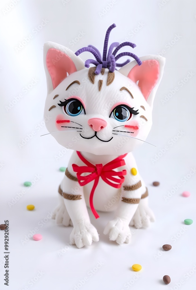 Cute cat with wide eyes on a white background Cute cat with wide eyes on a white background