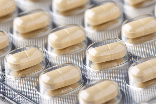 Close up of medical pills in blister pack