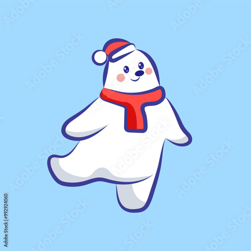 Cute cartoon character pollar white bear is dancing by lifting your legs animal elements clipart photo