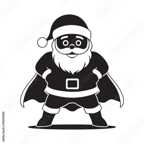 Superhero Santa silhouette vector illustration in white background
